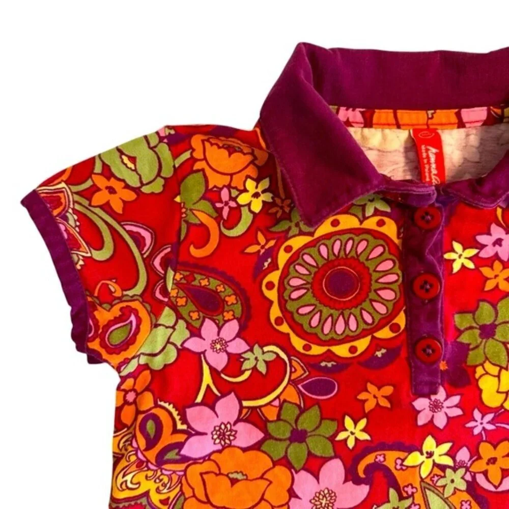 Hanna Andersson | Little Girl Red & Pink Floral Shirt Dress Size 4T